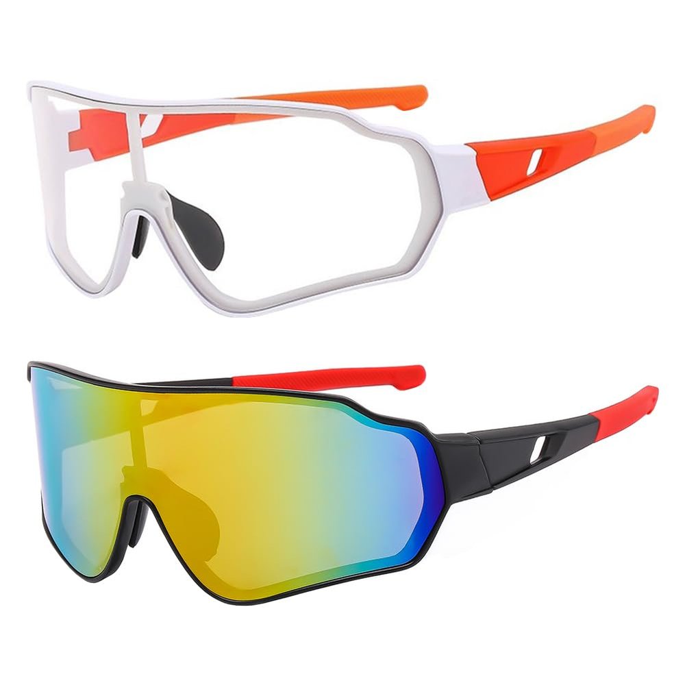 frissin 2-Pack Oversized Cycling Sunglasses for Men and Women