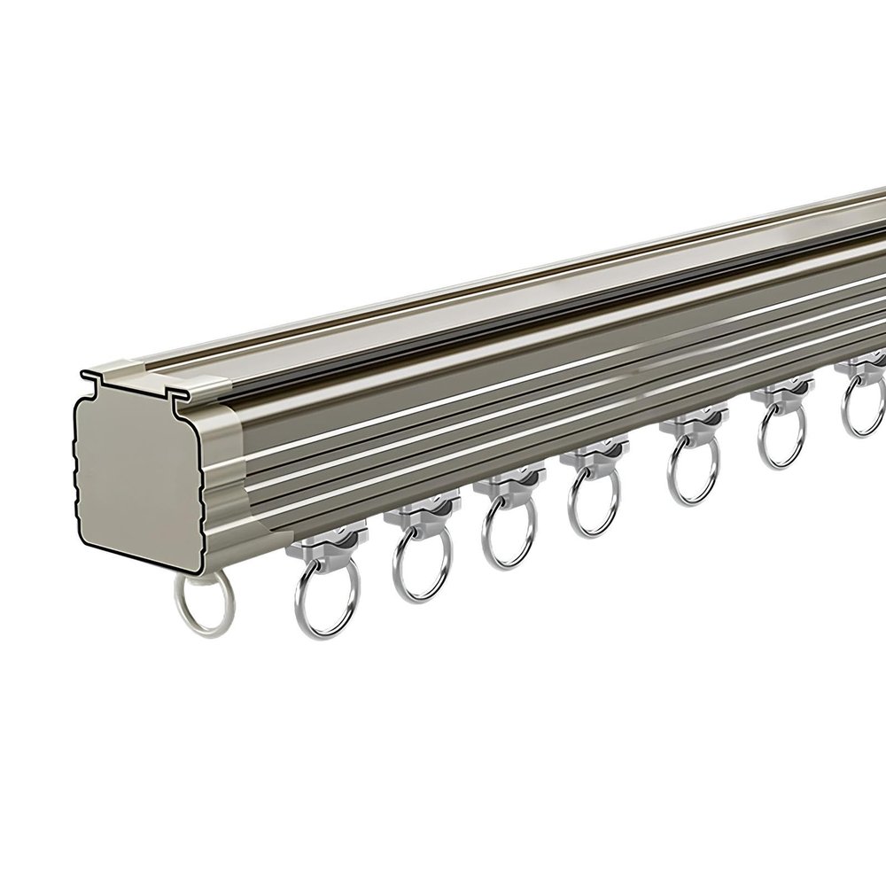 Heavy-Duty Aluminum Track Set for Ceiling or Wall Mounting, Privacy Curtain Track, Ideal for Bedroom, Office, Living Room (Champagne, 1 m)