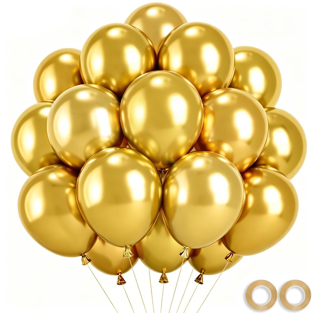 Wayfun Gold Metallic Balloons, 52 Pack 12 Inch