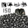 PDKKFF 150 Pcs Square Metal Studs, 8mm Black Pyramid Rivets view 1