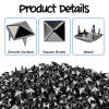 PDKKFF 150 Pcs Square Metal Studs, 8mm Black Pyramid Rivets view 3
