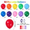 Wayfun Colorful Balloons 52 Pack, 12 Inch Rainbow Balloons view 2
