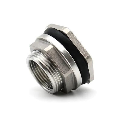 1 Pc 304 SS BSP Female-Thread Bulkhead Pipe Fitting, 1/4 to 2 in, for Water Tank Holes and Drainage Systems (DN25)