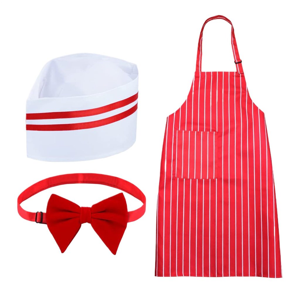 Adjustable Red and White Striped Waiter Costume Apron