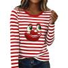 Women's Red-and-White Striped Long-Sleeve Shirt for Carnival, Sailor Costumes, and Casual Wear view 1
