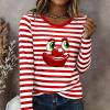 Women's Red-and-White Striped Long-Sleeve Shirt for Carnival, Sailor Costumes, and Casual Wear view 2