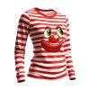 Women's Red-and-White Striped Long-Sleeve Shirt for Carnival, Sailor Costumes, and Casual Wear view 3