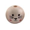Round Wooden Beads, Set of 10, 20 mm Size, Fun Face Print, Ideal for Children's Jewelry and Accessories (Cat Face) view 1