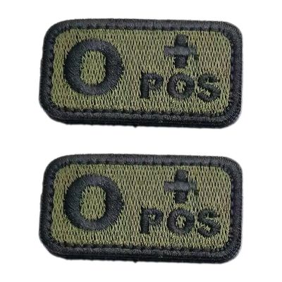 2-Pack Blood Type Patch with Velcro, O+ Positive, Tactical Olive Green