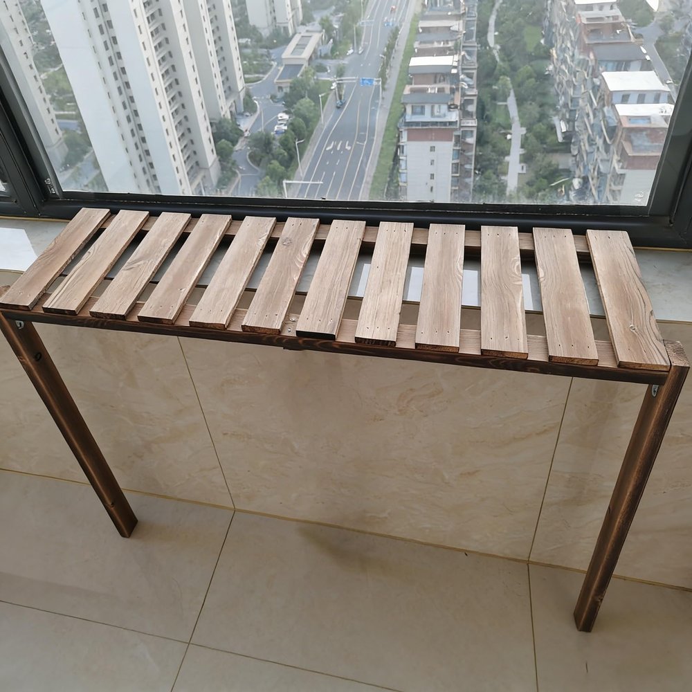 Indoor Window Sill Extension and Plant Stand, Adjustable, Drill-Free, Wooden, 150 x 30 x 50 cm