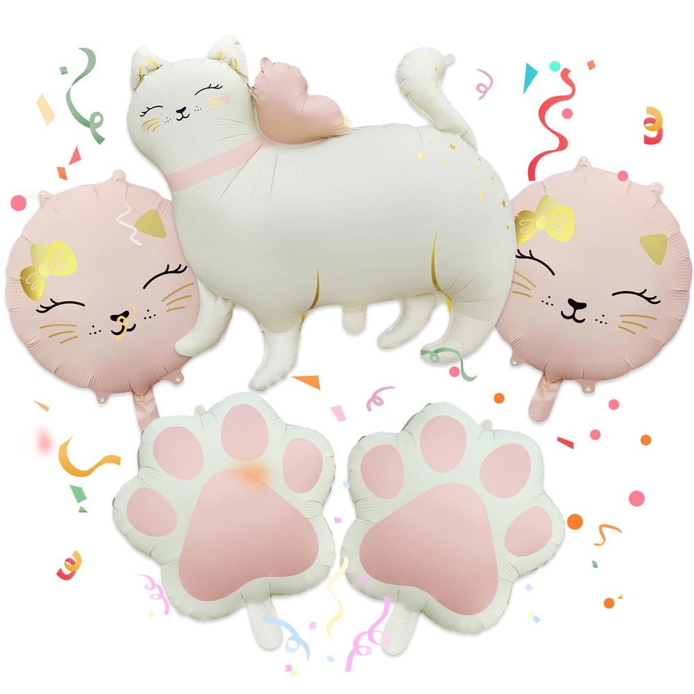 5 Cat Decor Balloons for Birthday