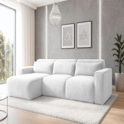AXLIVING Ruyam L-Shaped Sleeper Sectional Sofa, Pearl White
