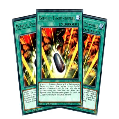 Double Evolution Pill Playset (3 Cards) - WISU-DE053 - Rare - 1st Edition - German - Yu-Gi-Oh! Wild Survivors - with RC Field Center