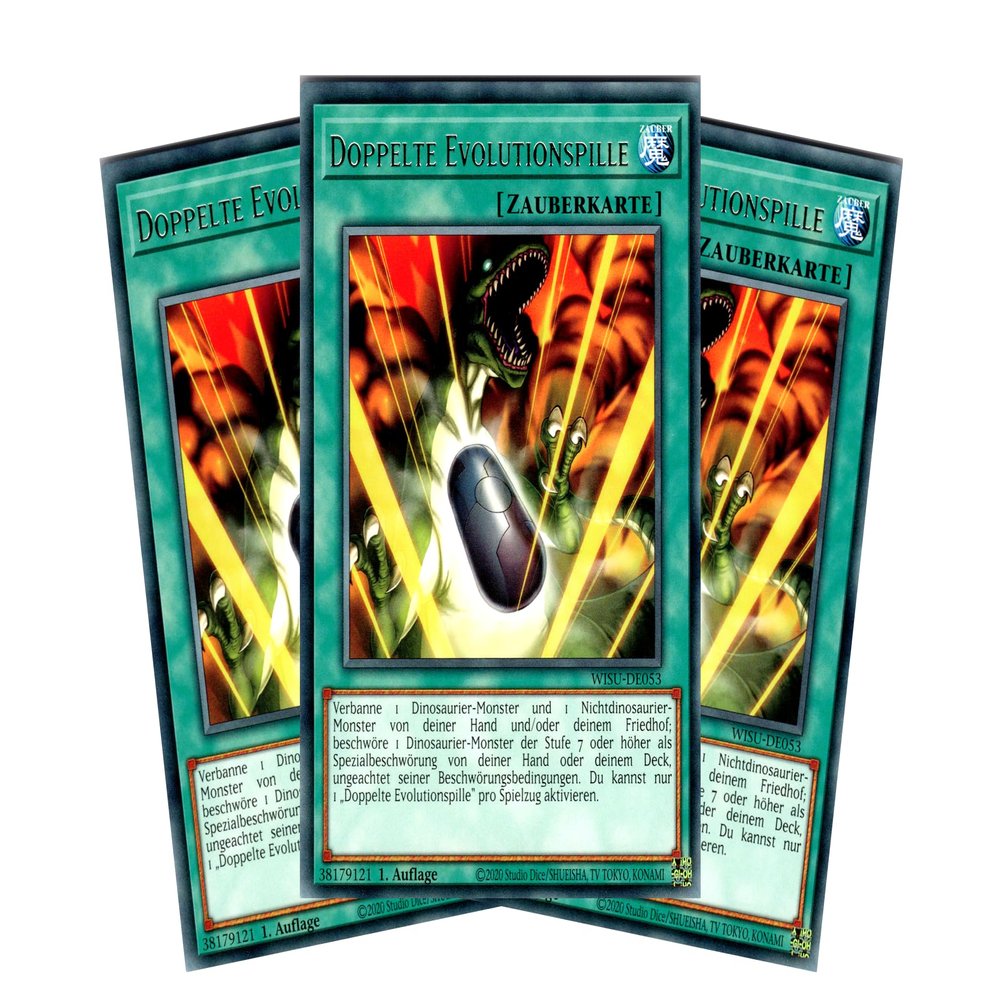 Double Evolution Pill Playset (3 Cards) - WISU-DE053 - Rare - 1st Edition - German - Yu-Gi-Oh! Wild Survivors - with RC Field Center