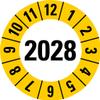 2028 Annual Inspection Stickers, Yellow, 25 per Sheet, Round, 20 mm view 1