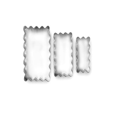 IBILI Set of 3 Rectangular Cookie Cutters, Wavy, Stainless Steel