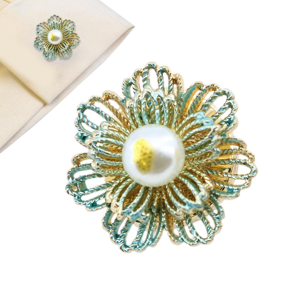 Button Covers with Pearl Flowers