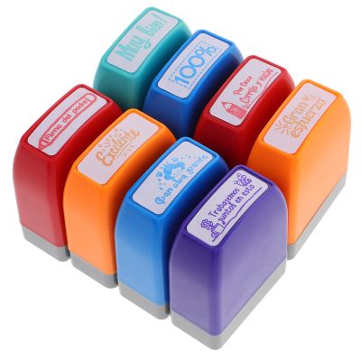 Classroom Stamps for Teachers, 8-Piece Plastic Set, Back-to-School Party