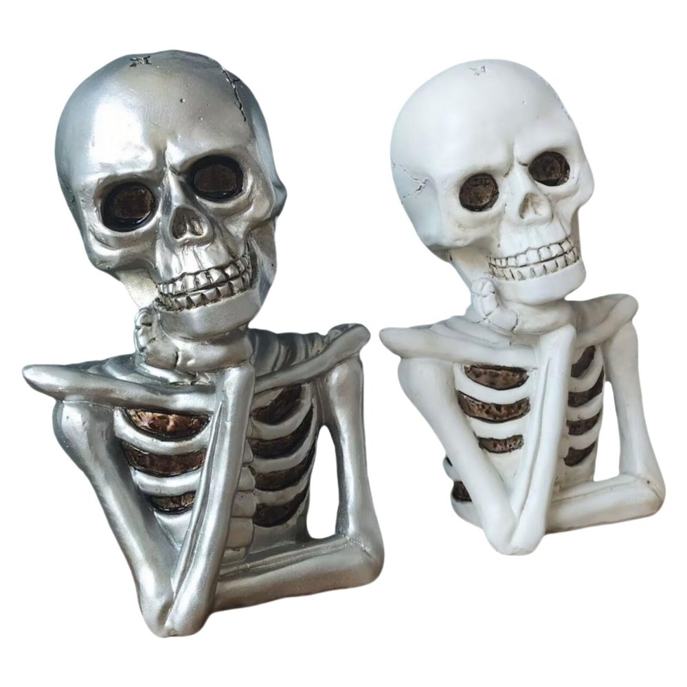 TSMORY Anatomical Skeleton Bust Statue Set, 2 Pieces, 18 cm