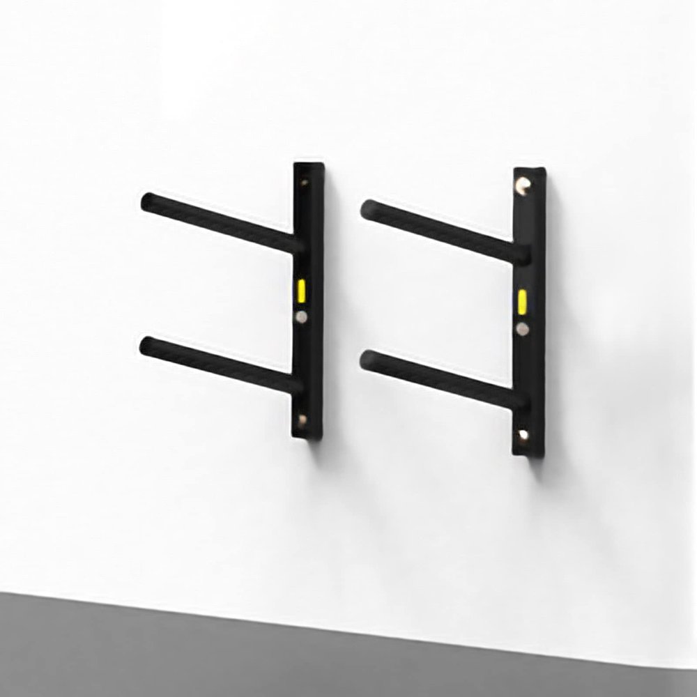 Wall-Mounted Yoga Mat Holder, Metal Rack for Yoga Mats, Foam Rollers and Exercise Equipment, Space-Saving, 2-Piece, Black