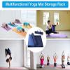 Wall-Mounted Yoga Mat Holder, Metal Rack for Yoga Mats, Foam Rollers and Exercise Equipment, Space-Saving, 2-Piece, Black view 3