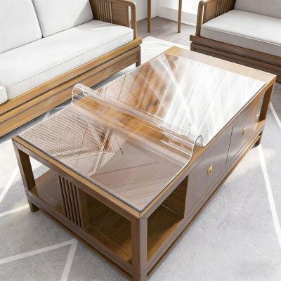 Grease-Resistant PVC Table Protector, 37 x 75 cm, Clear, Wipeable, Cuttable, Rounded Corners
