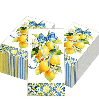 40x Lemon Design Napkins 11x20cm