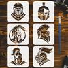 FINGERINSPIRE 6-Piece Knight Helmet Stencil Set with Brush 10x10cm view 1