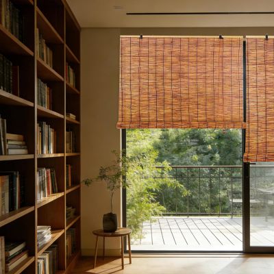 Natural Bamboo Roller Shade for Outdoor Use