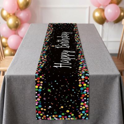 Happy Birthday Table Runner Black