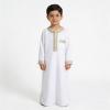 Boys' Arabic Thobe Muslim Prayer Robe, Long Sleeve, White, 4Y view 2