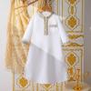 Boys' Arabic Thobe Muslim Prayer Robe, Long Sleeve, White, 4Y view 4