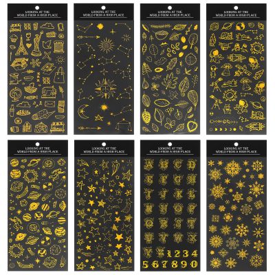 Classicseali 8 Sheets Letter Stickers Gold