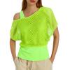 Women's Neon Mesh Off-Shoulder Top, 80s/90s Costume view 1