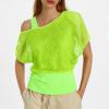Women's Neon Mesh Off-Shoulder Top, 80s/90s Costume view 2