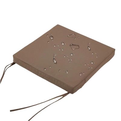 Chair Cushion 45 x 45, Dark Khaki, 8 cm Thick, Outdoor Seat Cushion with Ties
