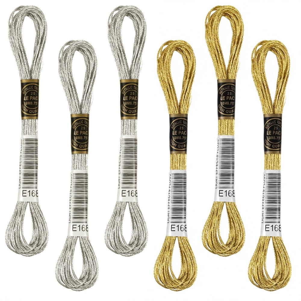 6 Strand Embroidery Thread Set - Metallic Gold