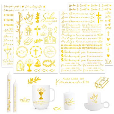 COMOOKA 4 Sheets 100+pcs Candle Tattoos Gold Foil