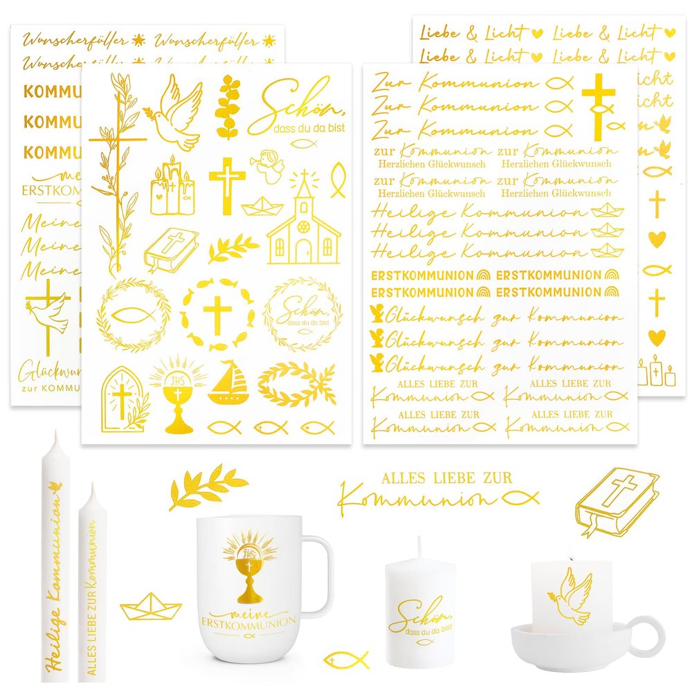 COMOOKA 4 Sheets 100+pcs Candle Tattoos Gold Foil