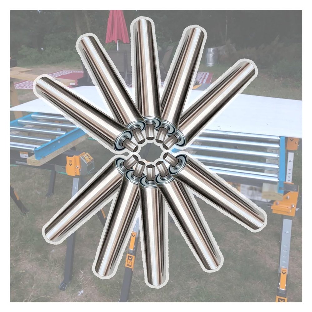 10-Pack 1.5-Inch Stainless Steel Conveyor Rollers for Non-Powered Systems