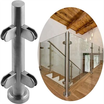 Glass Railing Post Set for Indoor Stairs, Terraces, Fences, Attics, and Verandas, Sapphire, 105 cm/43 in