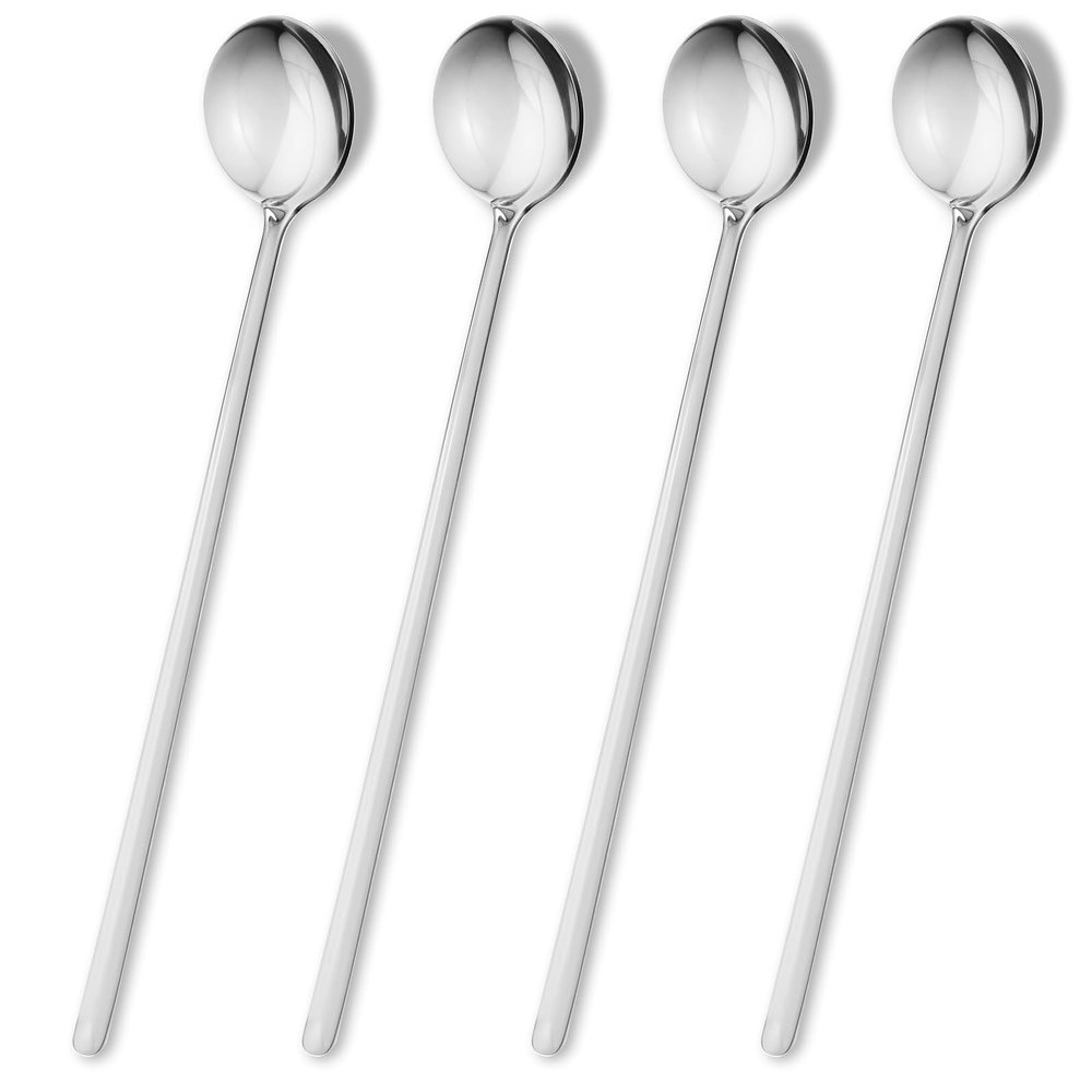 Quilax 4-Piece Silver Latte Macchiato Spoon Set