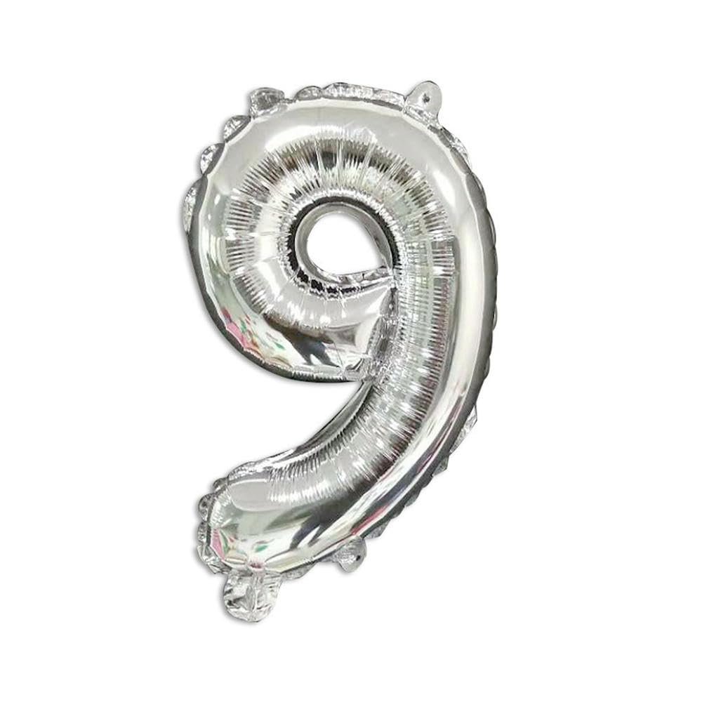 40cm Number Balloon Decoration Silver 9