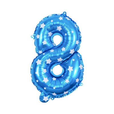 40cm Number Balloon Decoration Blue with White Stars - Number 8
