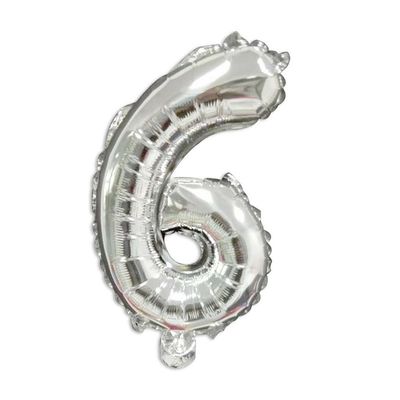 40cm Number Balloon Decoration Silver - Number 6