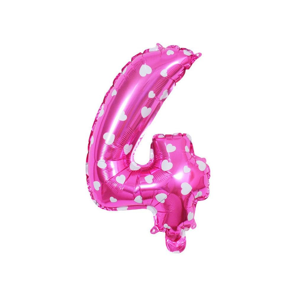 40cm Number Balloon Decoration Birthday Party Pink with White Peach Heart Number 4