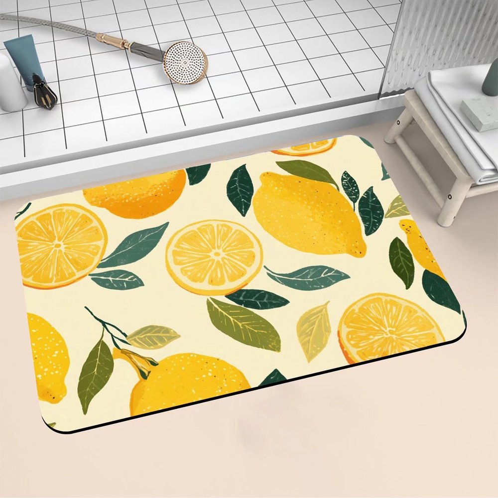 Lemon Bathroom Bath Mat, Non-Slip, 16 x 24 in