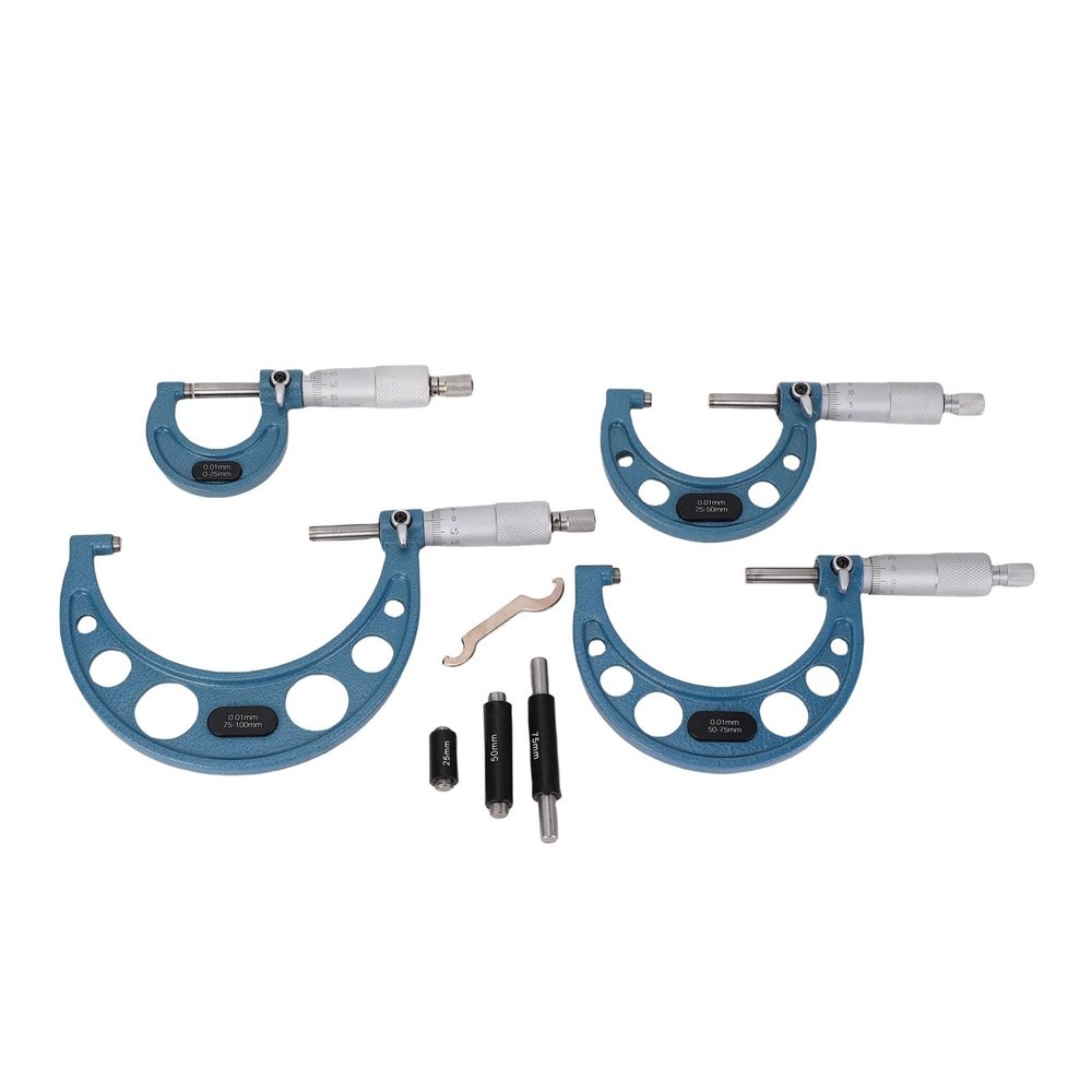 Hyuduo Outside Micrometer Set, Stainless Steel, 0.01 mm Accuracy