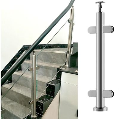 Glass Railing Post Clamp System, Light Gray, H110 cm