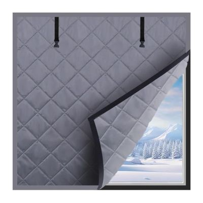 FOELANNE Magnetic Thermal Door Curtain, Oxford Fabric, Cotton-Filled, Heat-Insulating, Black, W190 × H260 cm